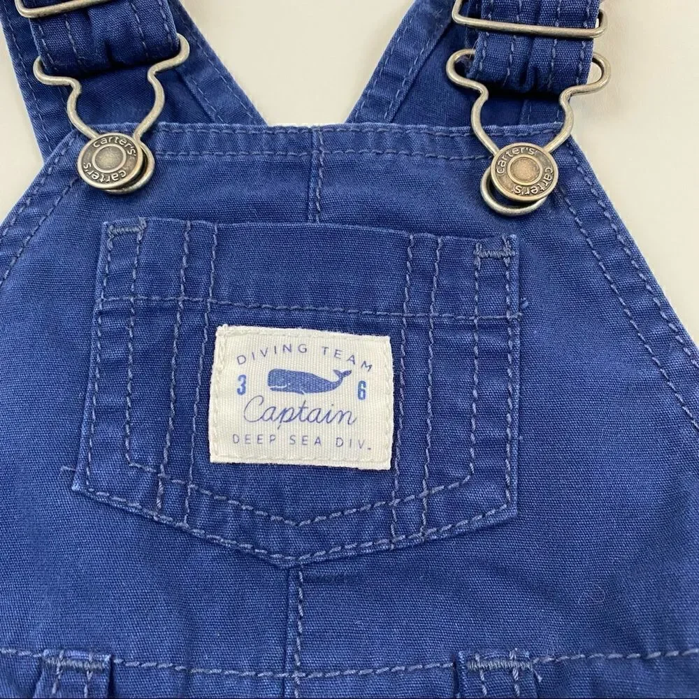 Carter's navy blue 100% cotton shorteralls overalls unisex 3 monts